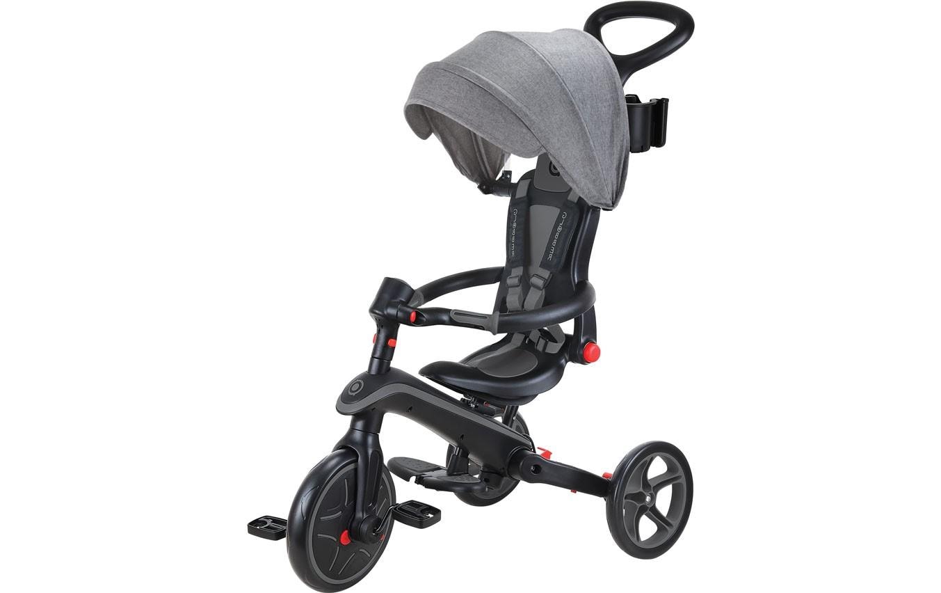 Globber Trike Explorer 4-in-1 Aufsitzlaufrad – faltbar, Push & Pedal, Pedal-Freilauf – ab 10 M. – schwarz/grau