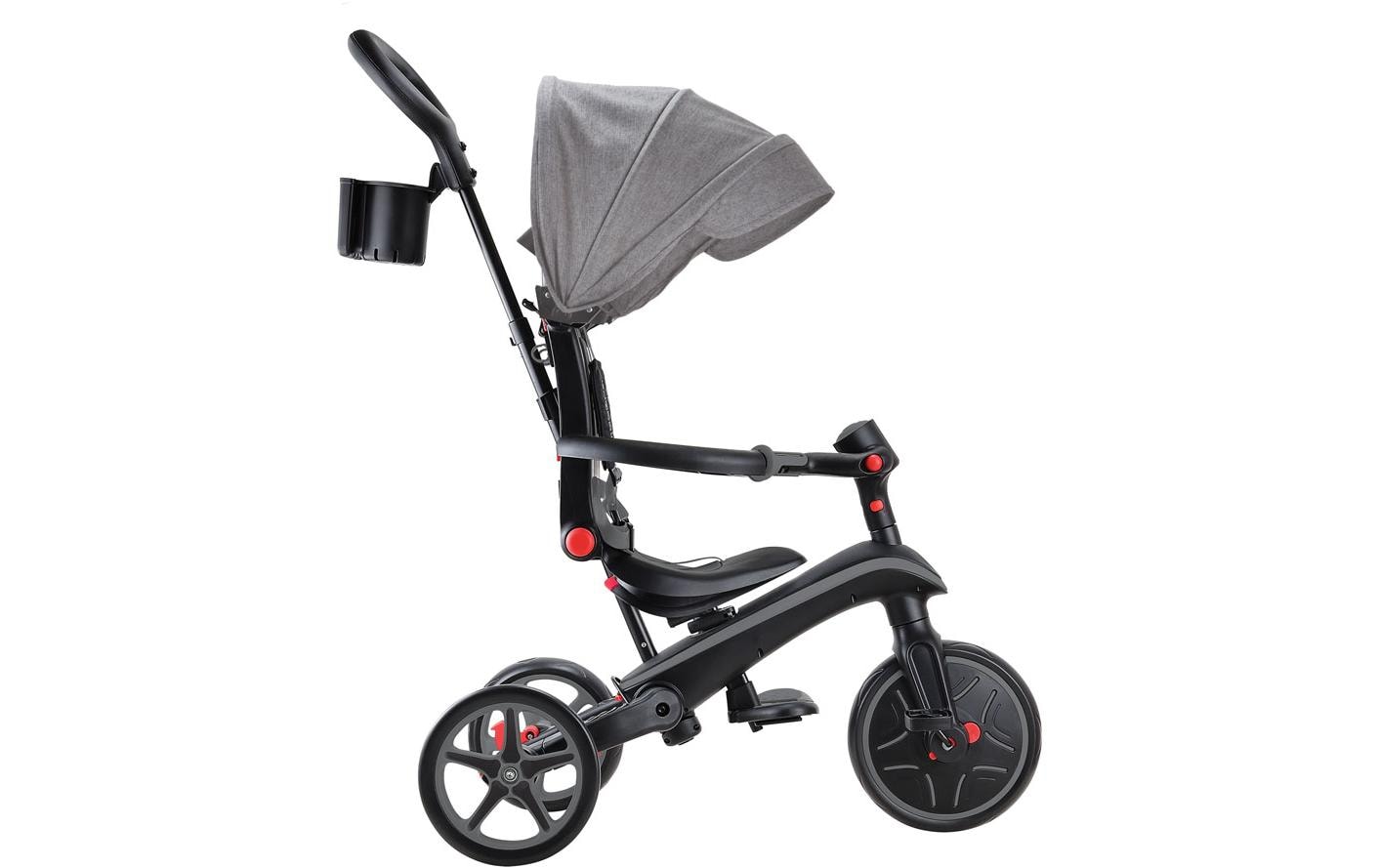 Globber Trike Explorer 4-in-1 Aufsitzlaufrad – faltbar, Push & Pedal, Pedal-Freilauf – ab 10 M. – schwarz/grau