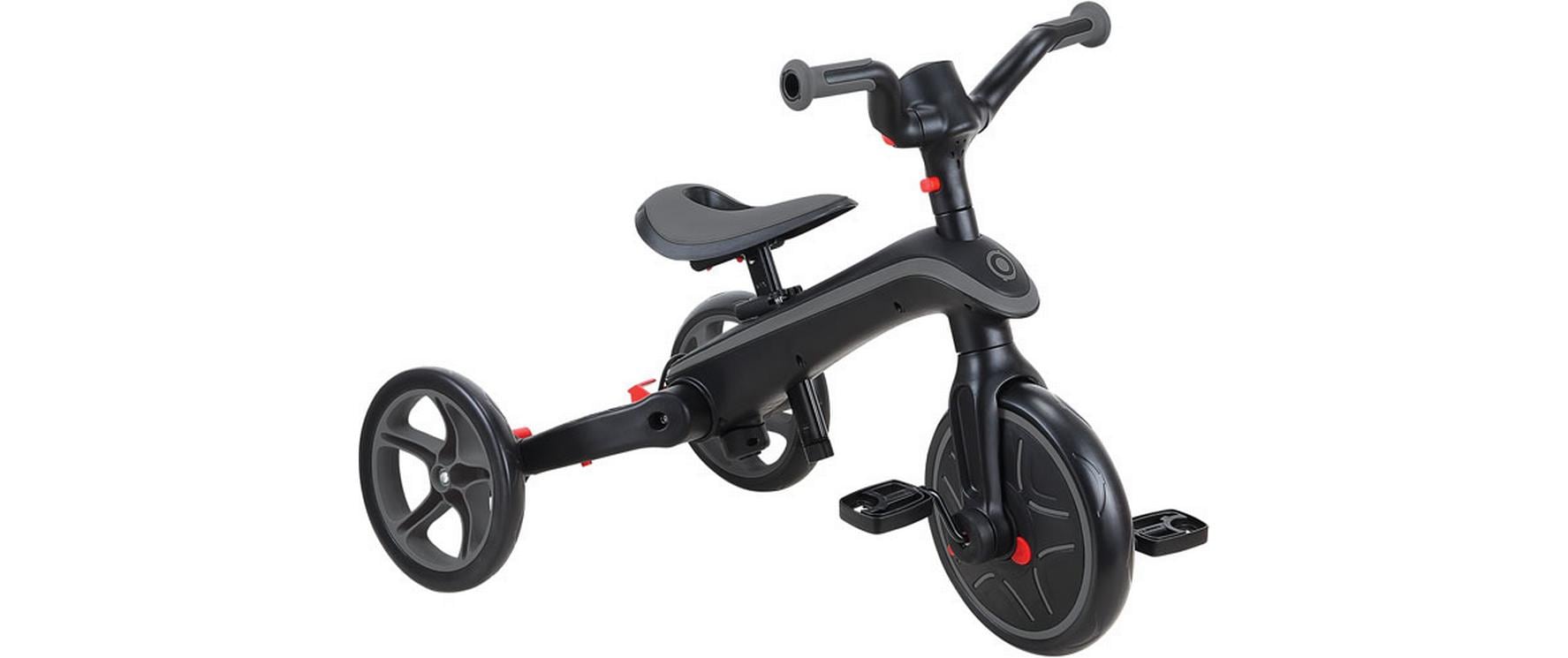 Globber Trike Explorer 4-in-1 Aufsitzlaufrad – faltbar, Push & Pedal, Pedal-Freilauf – ab 10 M. – schwarz/grau