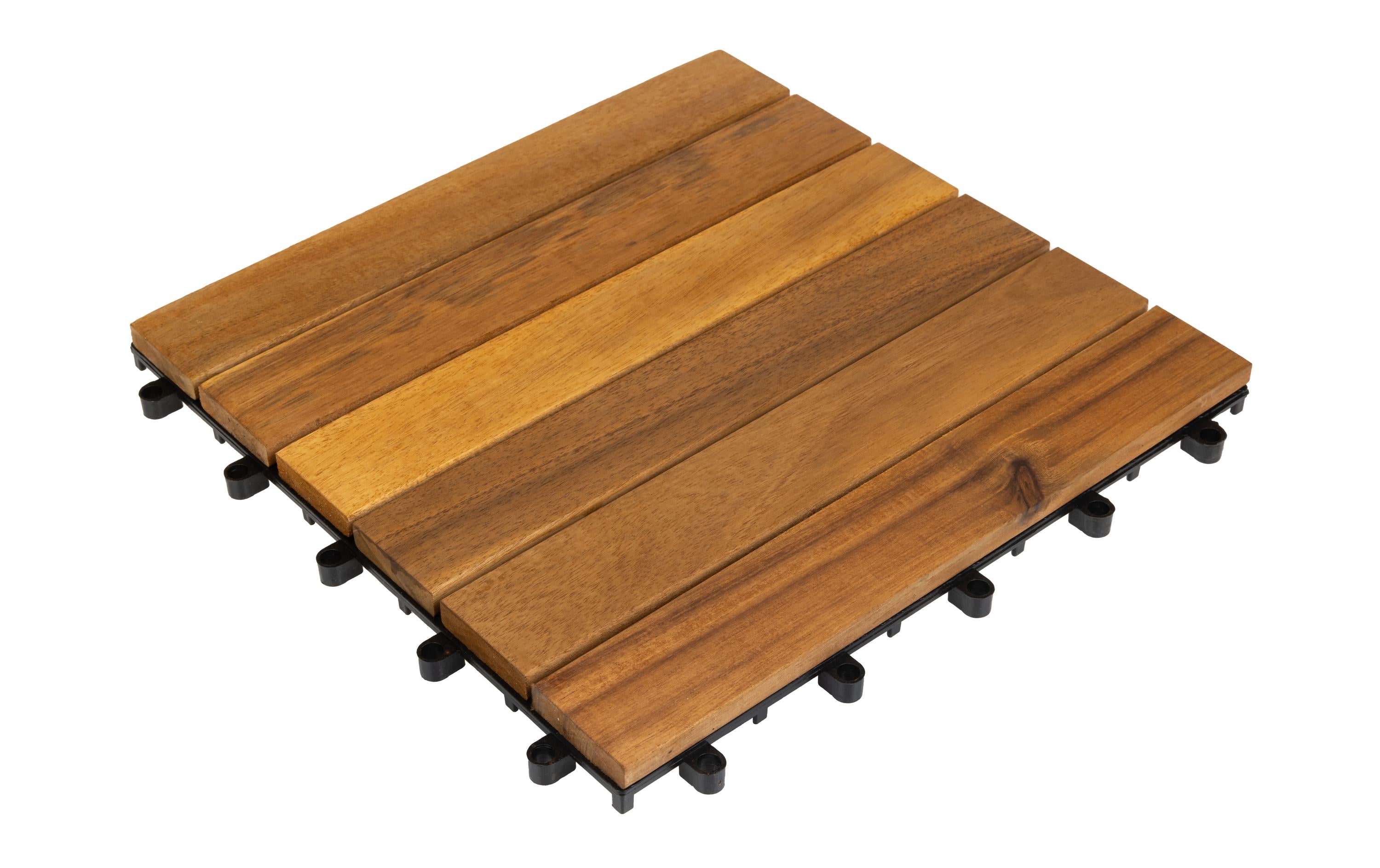 Cocon Bodenplatte 6 Latten – 30 × 30 × 2,3 cm, Akazie (FSC), Braun, Klickverbindung, 6 Stk.