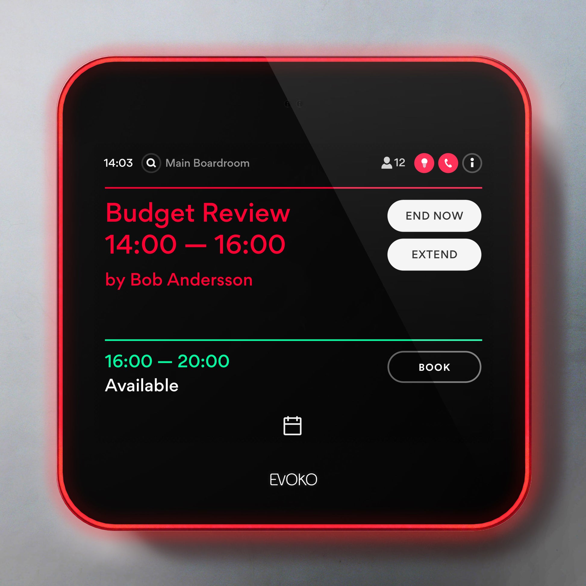 Evoko Liso – 8" Touchpanel – PoE, LAN (RJ45), WLAN