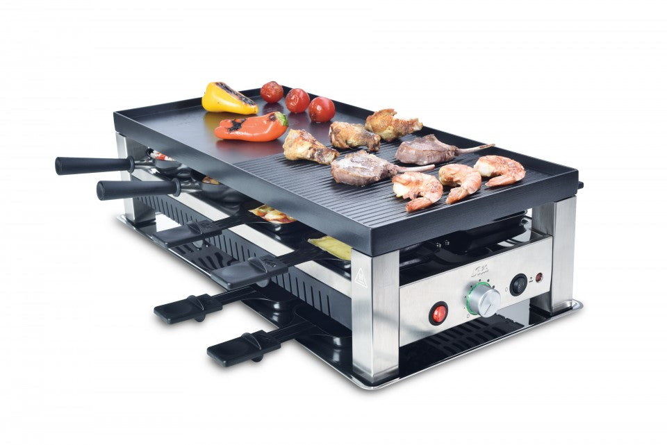 Solis Tischgrill 791 – 8 Personen, Raclette & Grill, 1400 W – Schwarz/Edelstahl