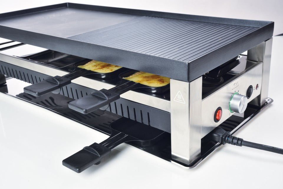 Solis Tischgrill 791 – 8 Personen, Raclette & Grill, 1400 W – Schwarz/Edelstahl