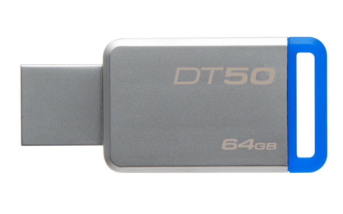 Kingston Technology Kingston DataTraveler 50 – 64 GB USB 3.2 Gen 1 Typ-A, Metall, Blau/Silber