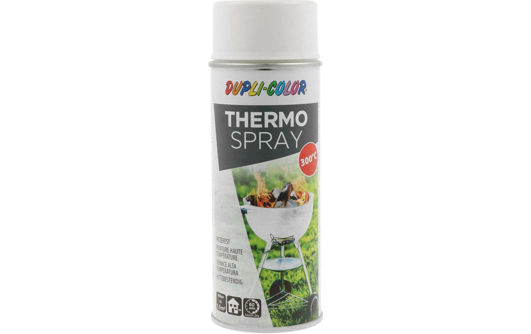 Dupli-Color Thermo Farbspray, hitzebeständig bis 500 °C – Weiss, matt – 400 ml – für Metall