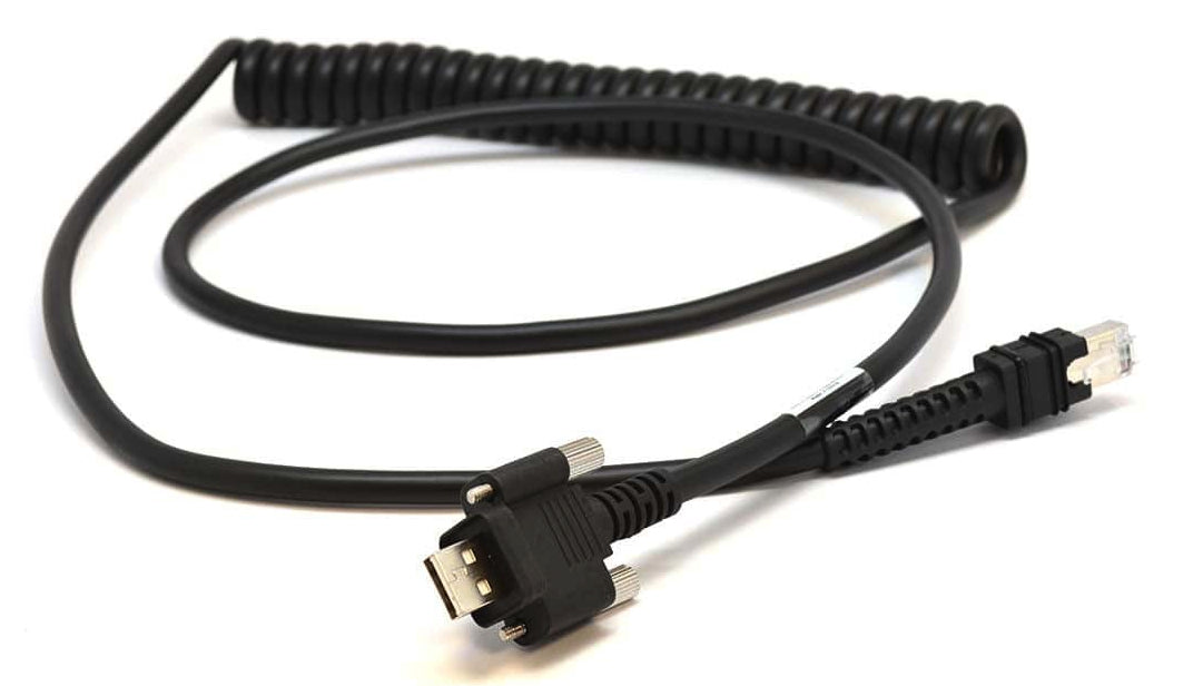 Zebra USB-Kabel – USB-A, geschirmt, Lock-Connector, spiralförmig – für VC70 – 0,3 m
