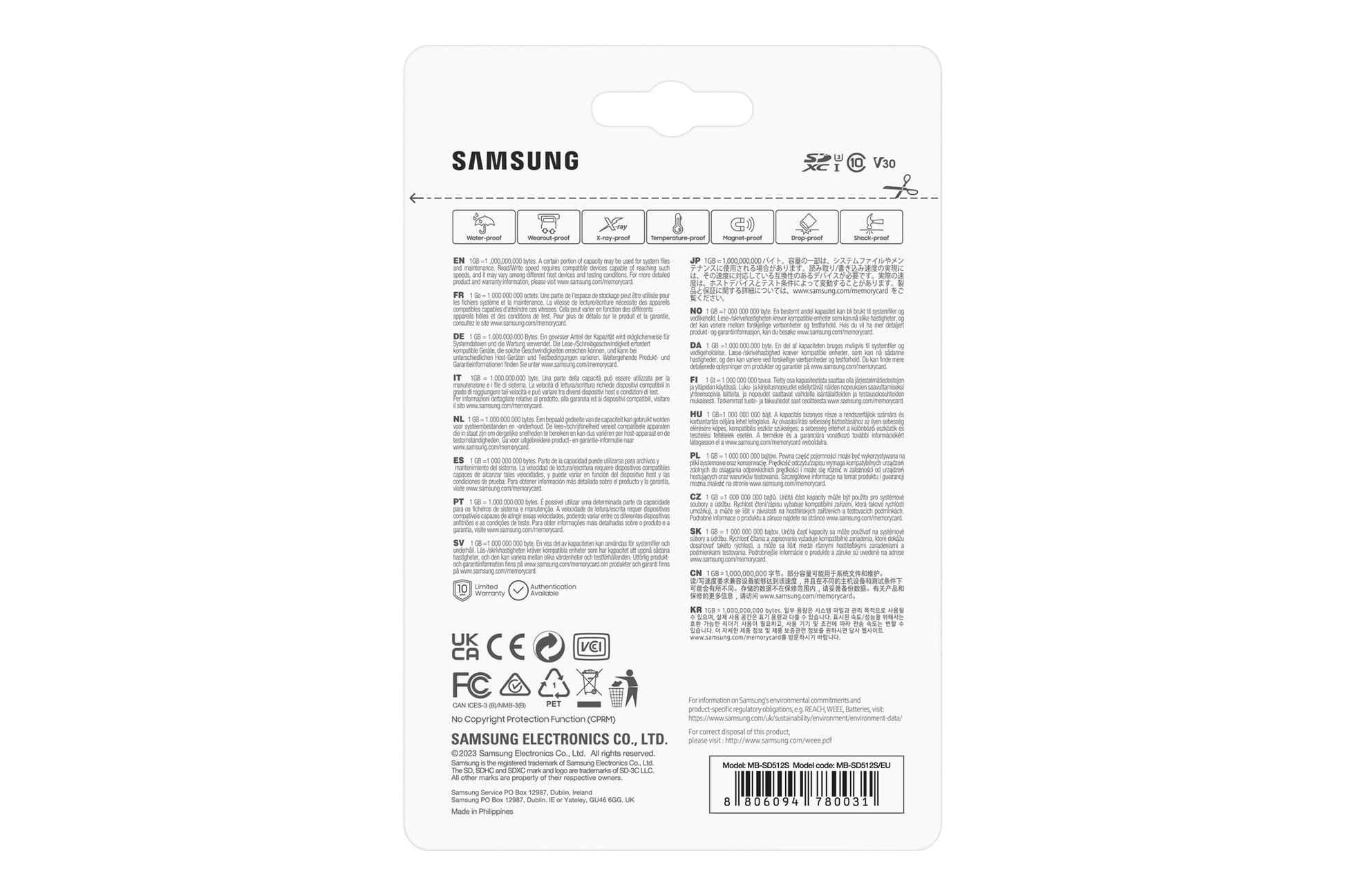 Samsung MB-SD512S/EU SDXC 512 GB – UHS-I, U3, V30, 180/130 MB/s