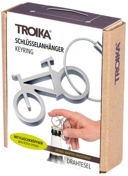 TROIKA Flaschenöffner-Schlüsselanhänger Fahrrad – Flaschenöffner, Aluminium, Silber, 6er-Pack