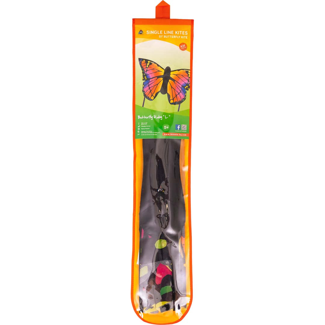 Invento Butterfly Ruby Einleinerdrachen – 60 m Schnur – 130 × 80 cm – ab 5 Jahren