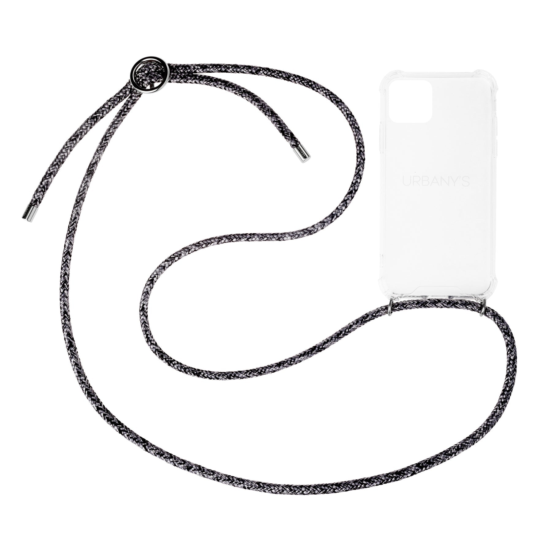 Urbany's Necklace-Hülle – für Apple iPhone 15 Plus – Flashy Silver – mit Kordel