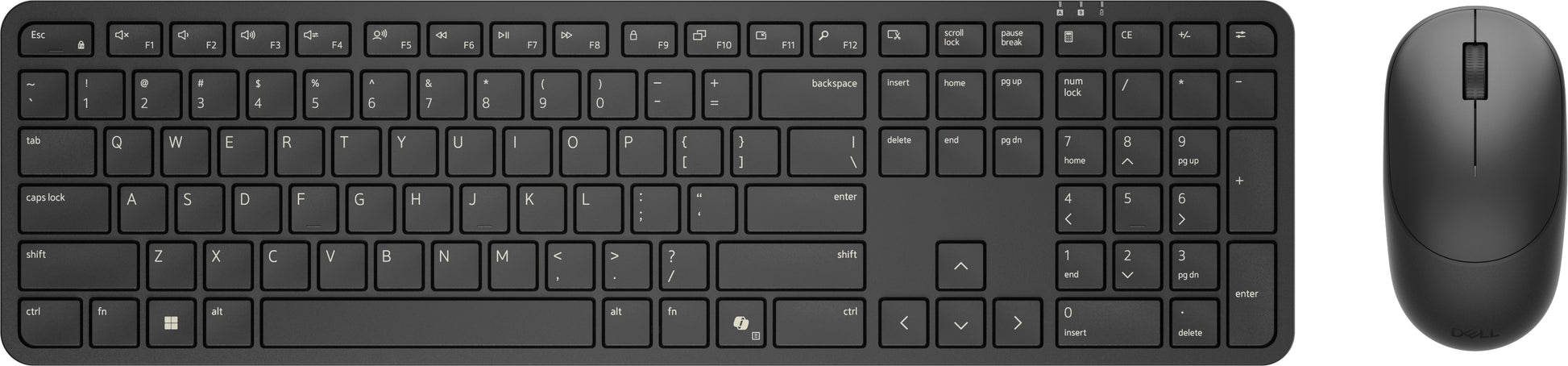 DELL Pro 5 KM526 – Tastatur-Maus-Set – 2,4 GHz USB-A (Empfänger) – QWERTY (US-INT) – Schwarz
