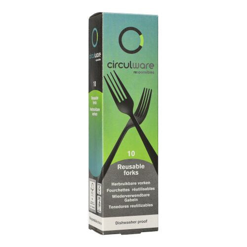 Papstar CIRCULWARE Mehrweg-Gabeln – 200 Stk., 19 cm, Polypropylen, Schwarz, pflanzenbasiert, recyclebar