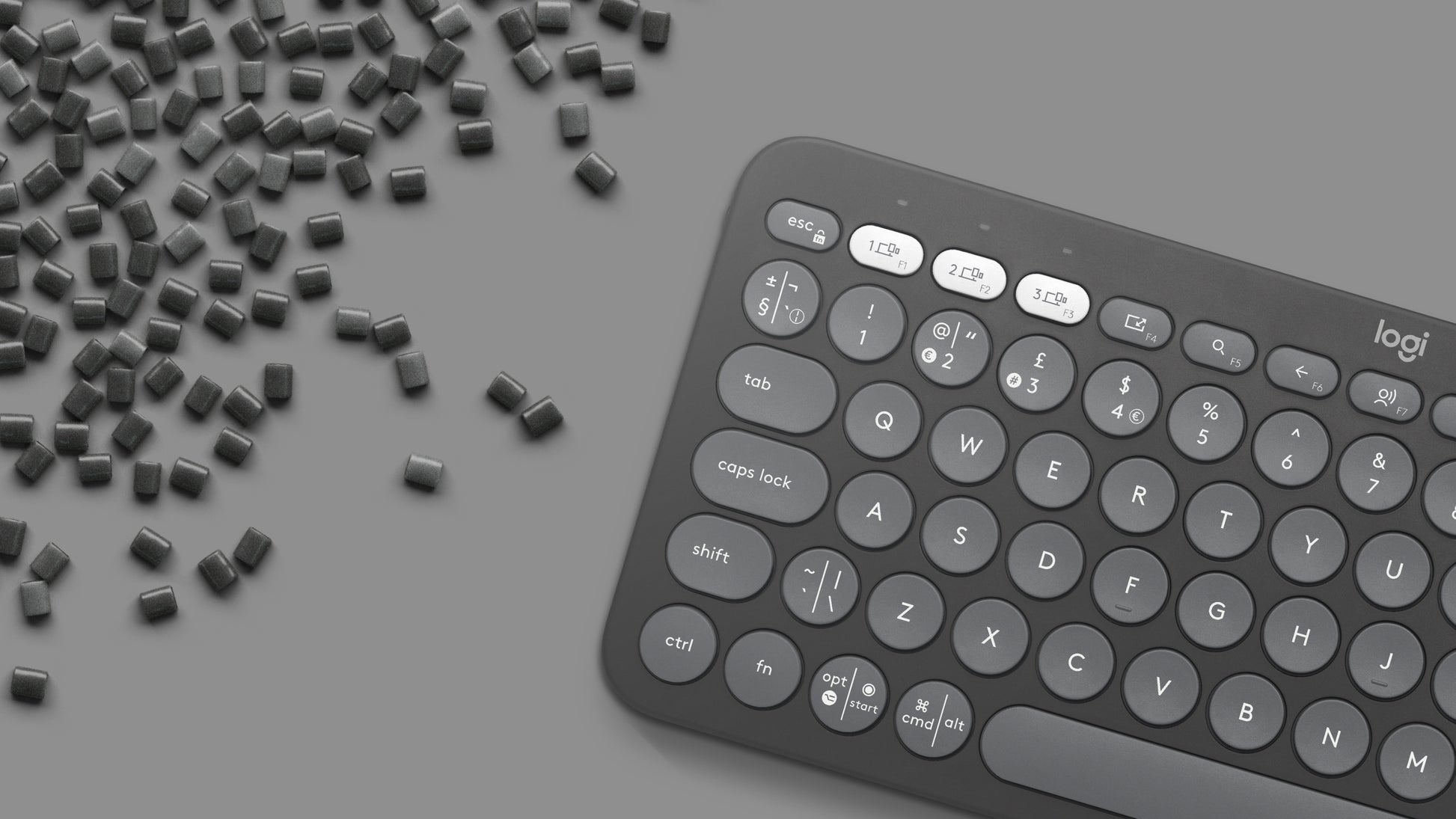 Logitech Pebble Keys 2 K380s – Mini Tastatur – Scherenmechanik – Bluetooth – QWERTY (IT) – Ohne Ziffernblock – Graphit