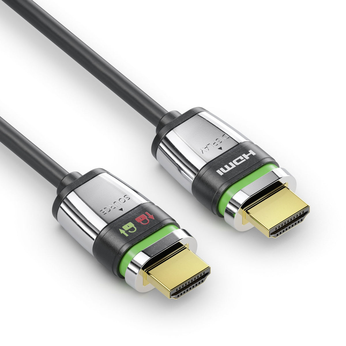 FiberX HDMI Kabel HDMI 2.0 – 4K 60 Hz – 30 m – AOC, ARC – Grau/Silber