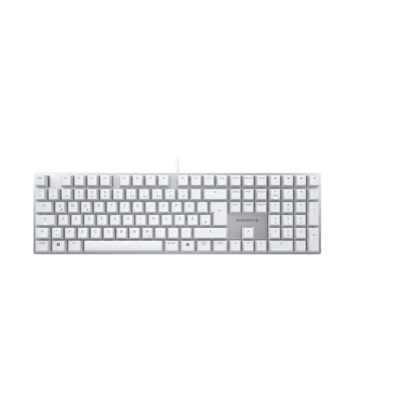 CHERRY KC 200 MX – Tastatur – mechanisch – kabelgebunden – USB-A – QWERTZ (DE) – Silber/Weiss