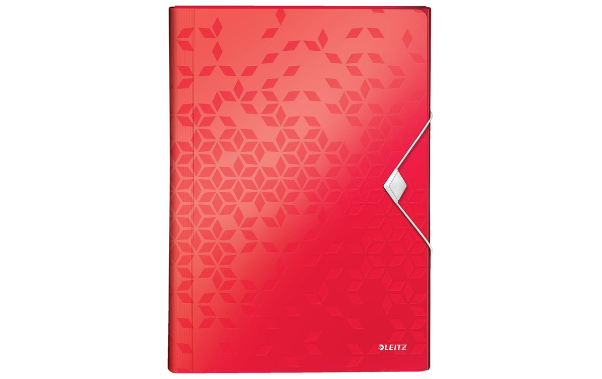 Leitz Fächermappe A4 – 6 Fächer, Gummiband, Polypropylen (PP), Rot, bis 250 Blatt
