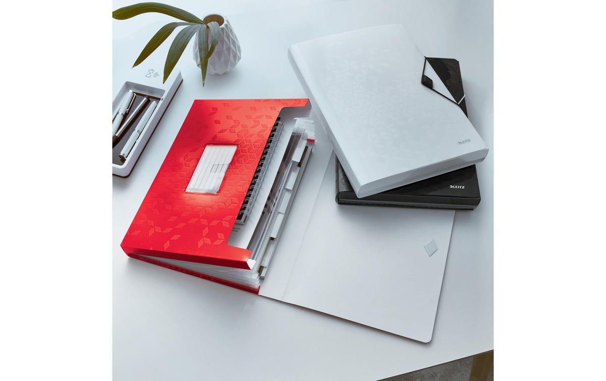 Leitz Fächermappe A4 – 6 Fächer, Gummiband, Polypropylen (PP), Rot, bis 250 Blatt