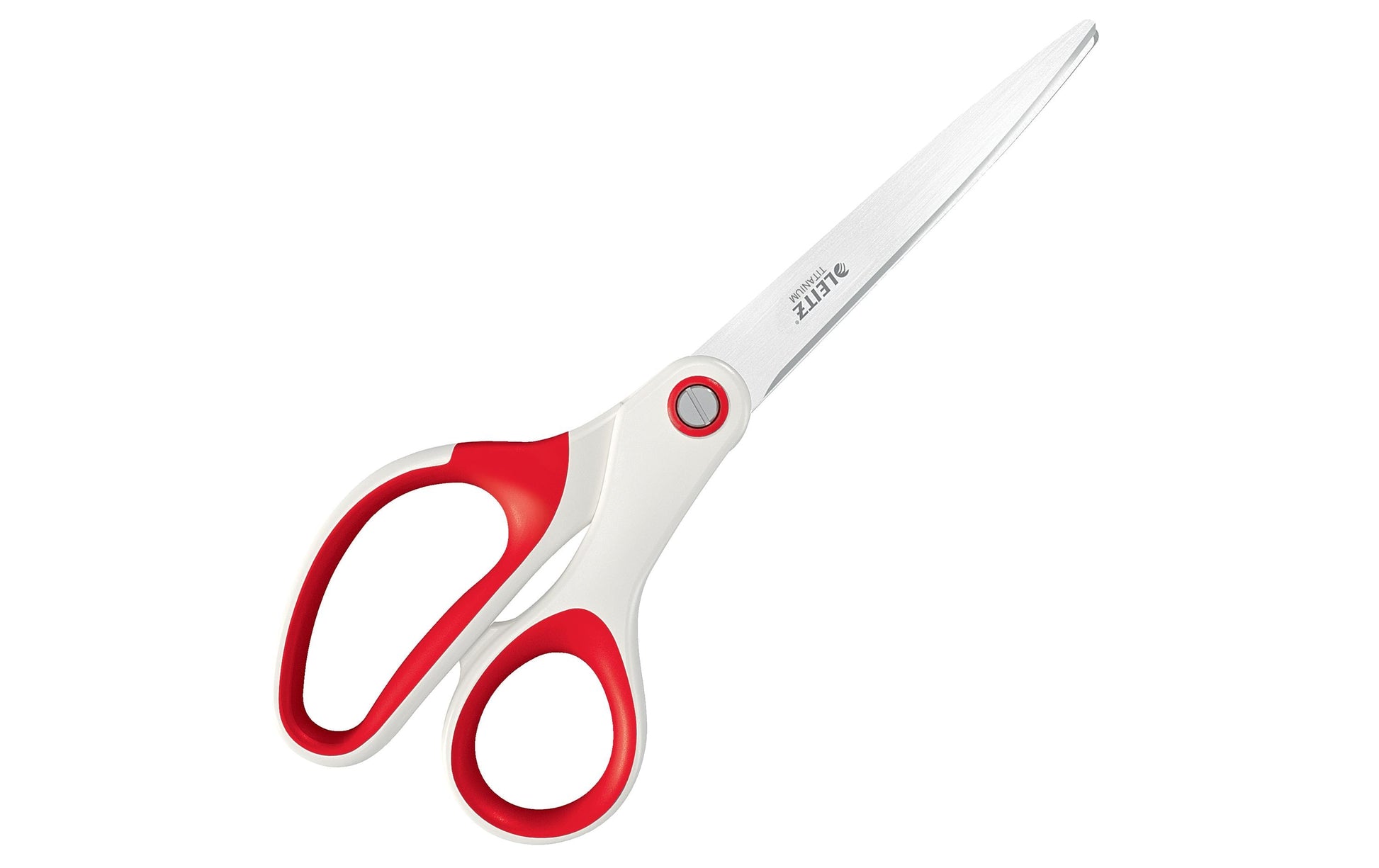 Leitz WOW Schere 20,5 cm, für Rechtshänder – Edelstahl, titanbeschichtet, ergonomischer Griff, Rot/Weiss