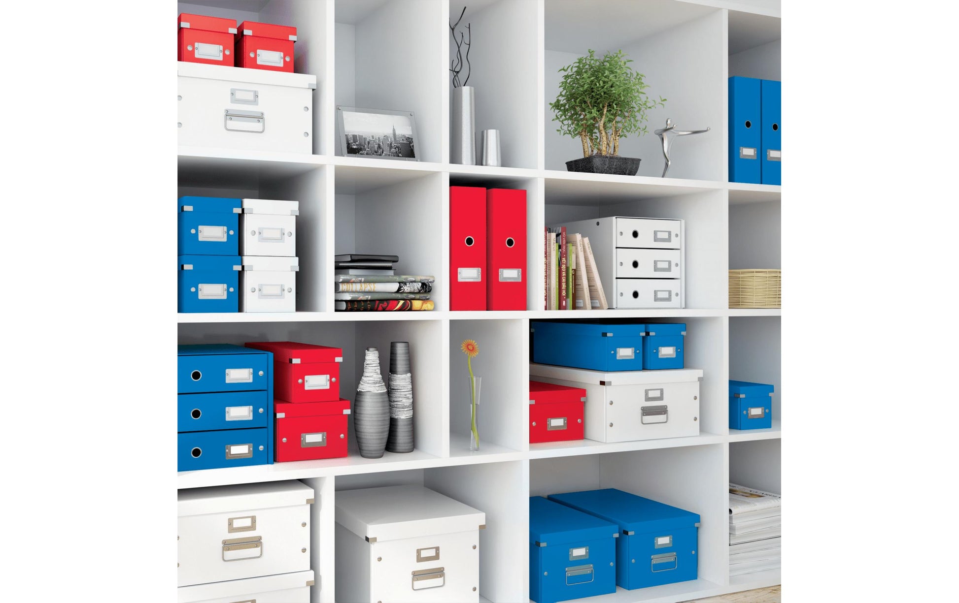 Leitz Click & Store WOW Aufbewahrungsbox 35 l – mit Deckel, stapelbar, mit Tragegriff, rot, Karton, 1 Stück