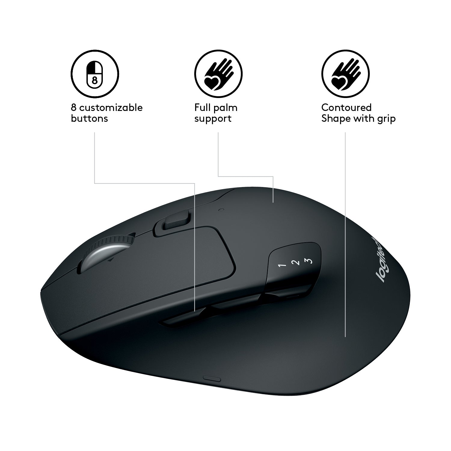 Logitech M720 Triathlon Maus – kabellos, Bluetooth + 2,4 GHz