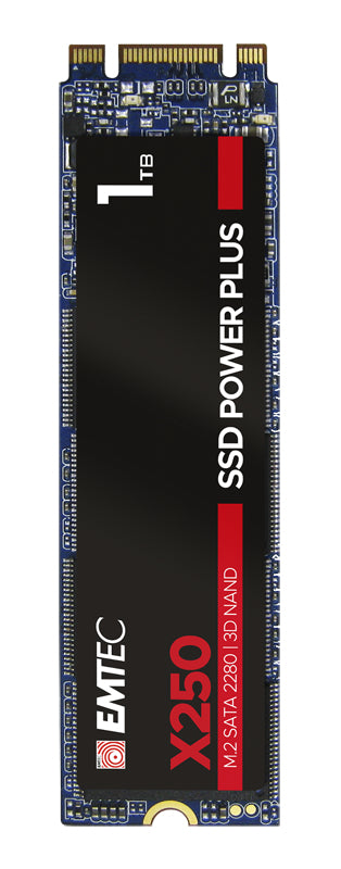 Emtec X250 Intern (ECSSD1TX250) – M.2 SATA SSD, 520 MB/s Lesen, 500 MB/s Schreiben, für PC