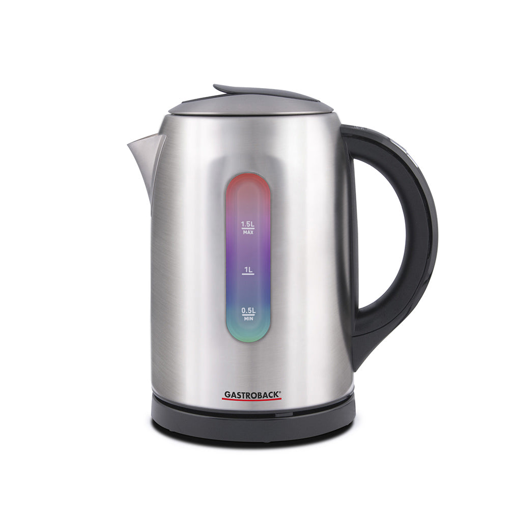 Gastroback Wasserkocher Colour Vision Pro – Temperaturwahl (5 Stufen), Warmhalten (30 Min), 2400 W, 360°-Sockel