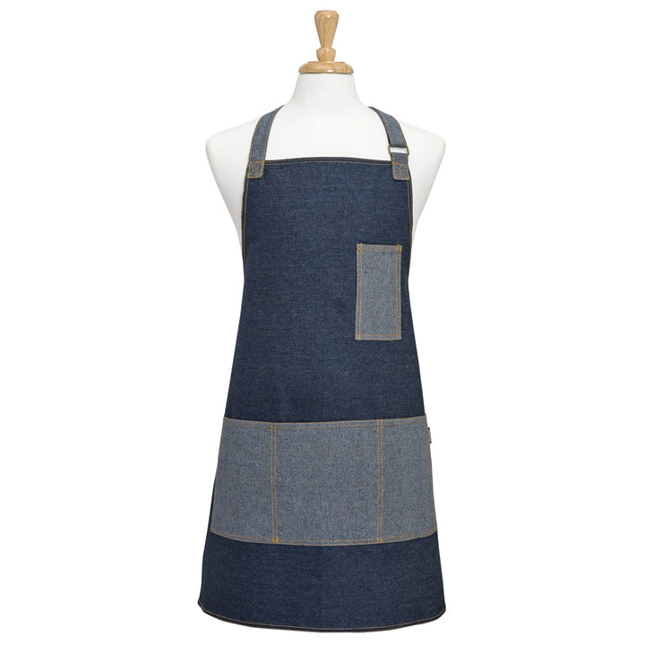 Ladelle Küchenschürze 70 × 80 cm, Baumwolle, Blau, mit Tasche