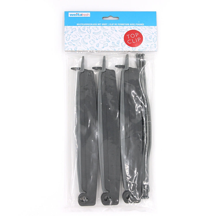 Top Clip Beutelverschluss – 29 cm, anthrazit, 3 Stück