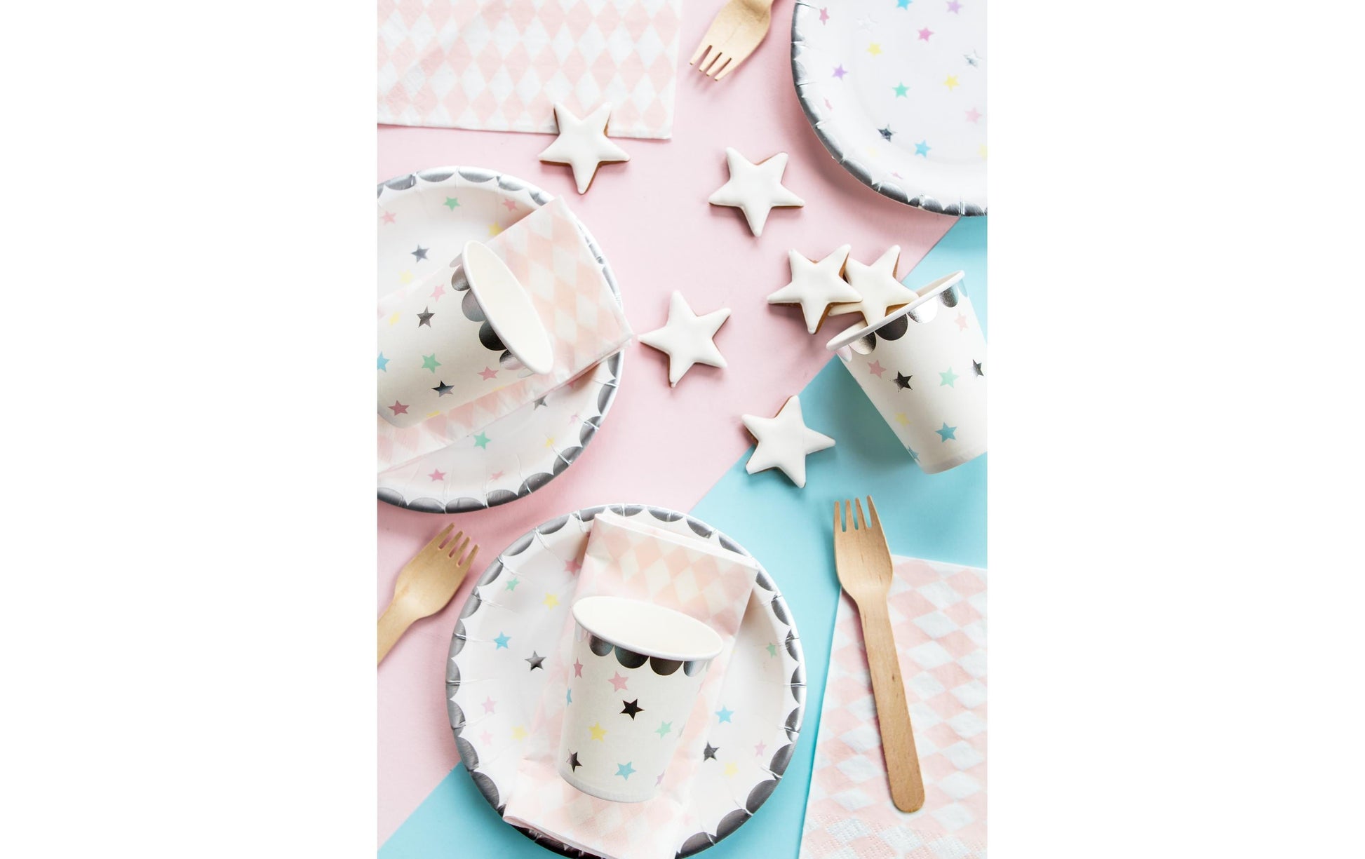 PartyDeco Teller, Papier – Ø 18 cm, Einhorn Sterne – 6 Stk.