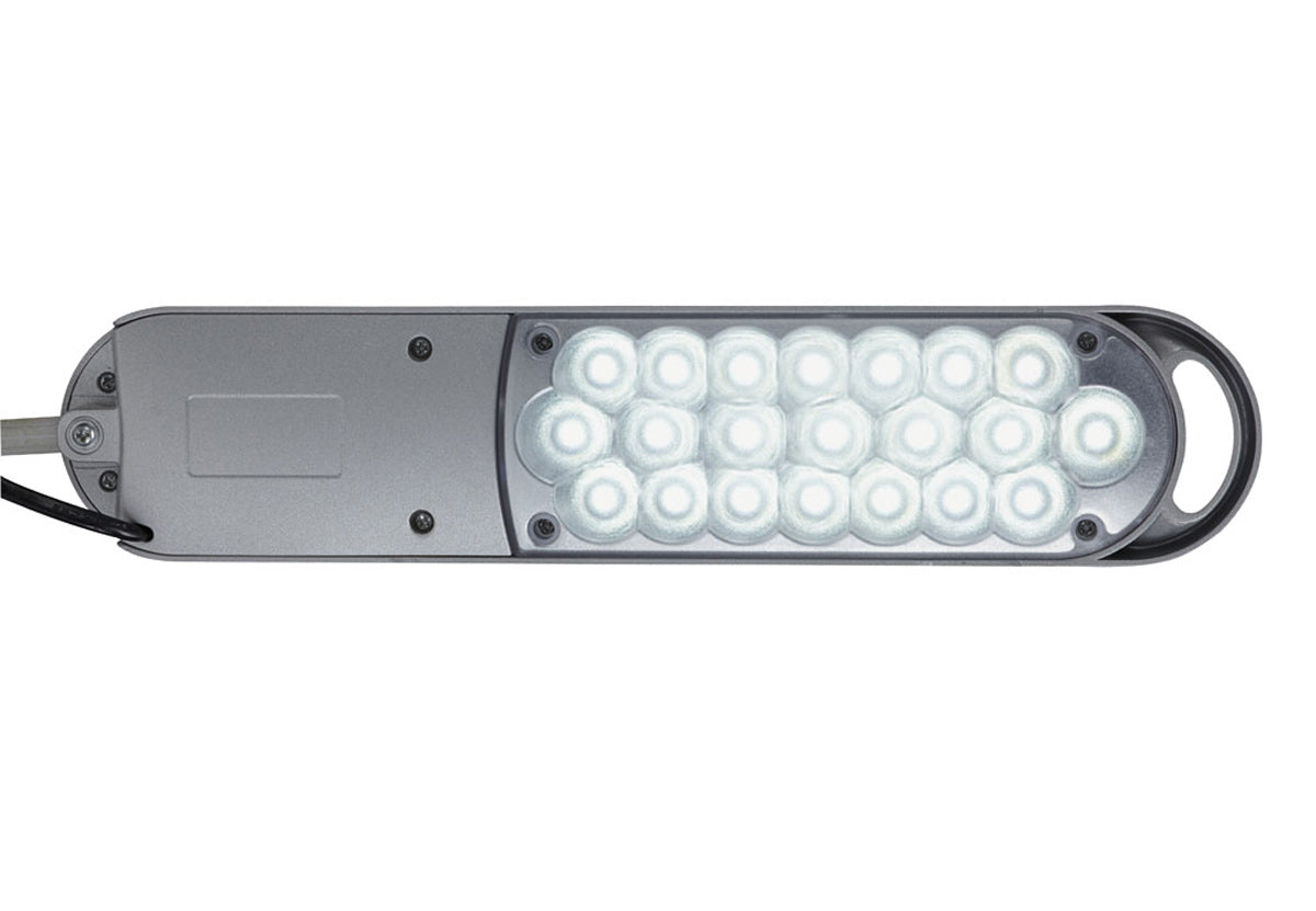 MAUL LED-Tischleuchte – dreh- und neigbar, Schalter am Kopf – 5800 K – 400 lm 9 W – silber Kunststoff