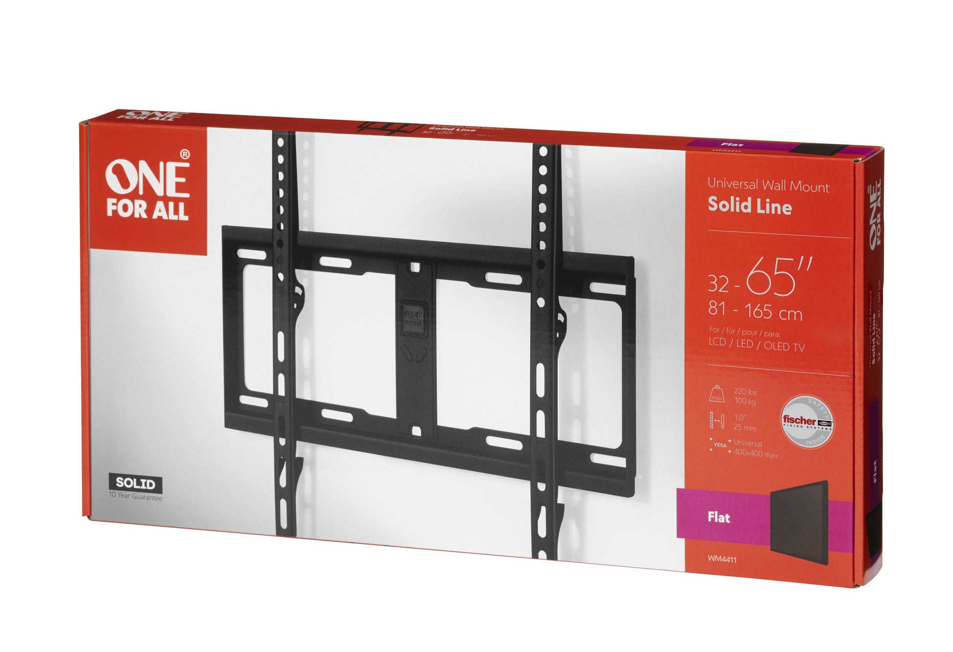 One For All Wandhalterung – Fix – 32–65" – VESA 200×200–400×400 – bis 100 kg – Schwarz