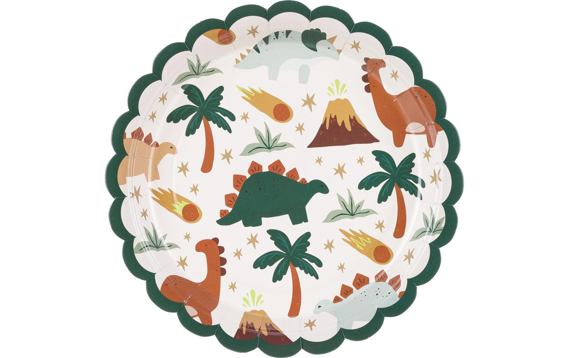 PartyDeco Teller, Papier/Karton – Ø 18 cm, Dinosaurier-Motiv – 6 Stk.
