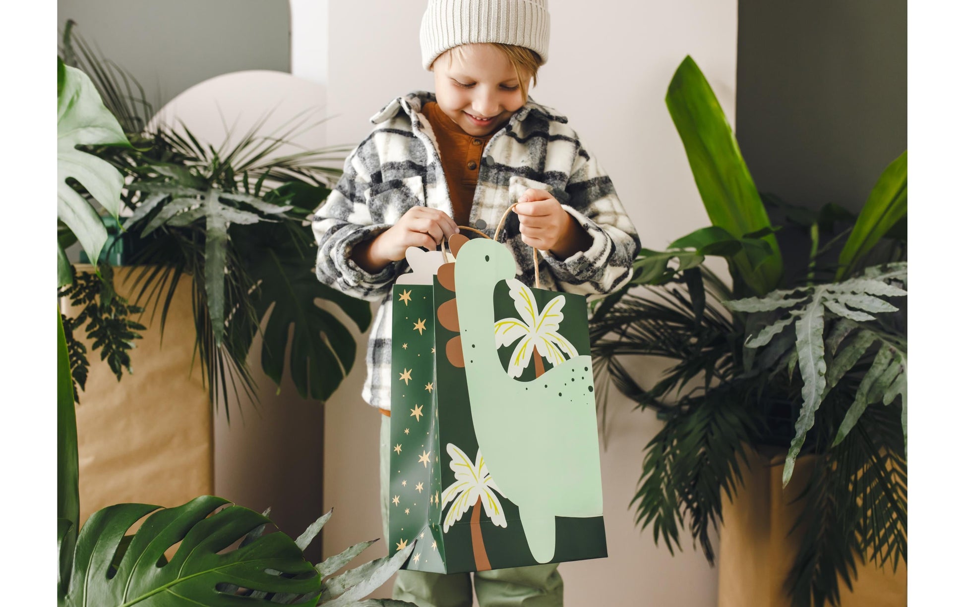 PartyDeco Geschenktasche Dinosaurier – 240 × 370 × 100 mm – 1 Stk.