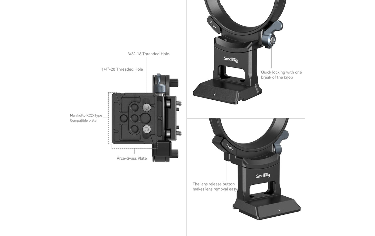 SmallRig 4424 Montageplatte – 118 × 72,5 × 58,3 mm – für Sony Alpha 7C II, Alpha 7CR – Schwarz