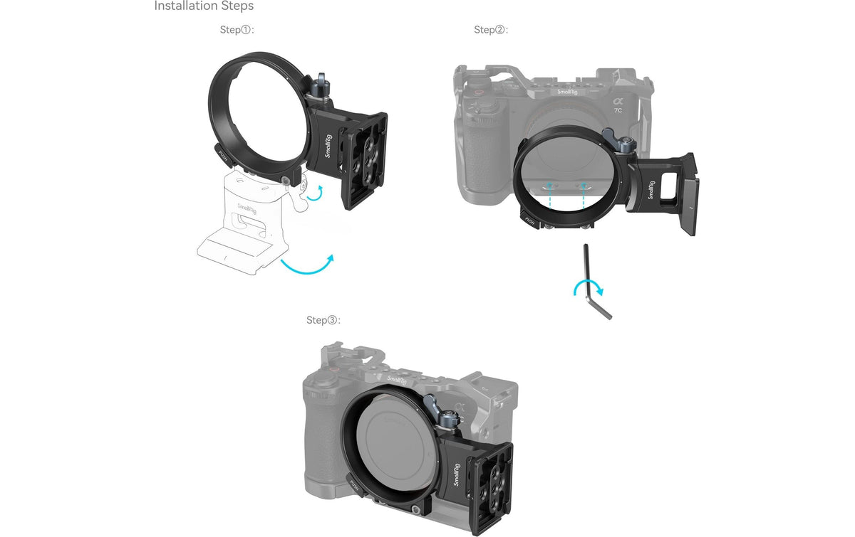 SmallRig 4424 Montageplatte – 118 × 72,5 × 58,3 mm – für Sony Alpha 7C II, Alpha 7CR – Schwarz