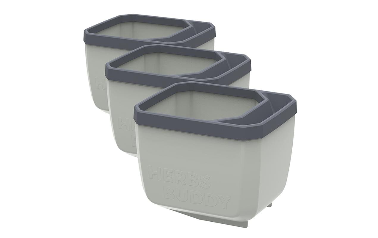 Gusta Garden HERBS BUDDY Kräutertopf – 3-teilig – Polypropylen, grau