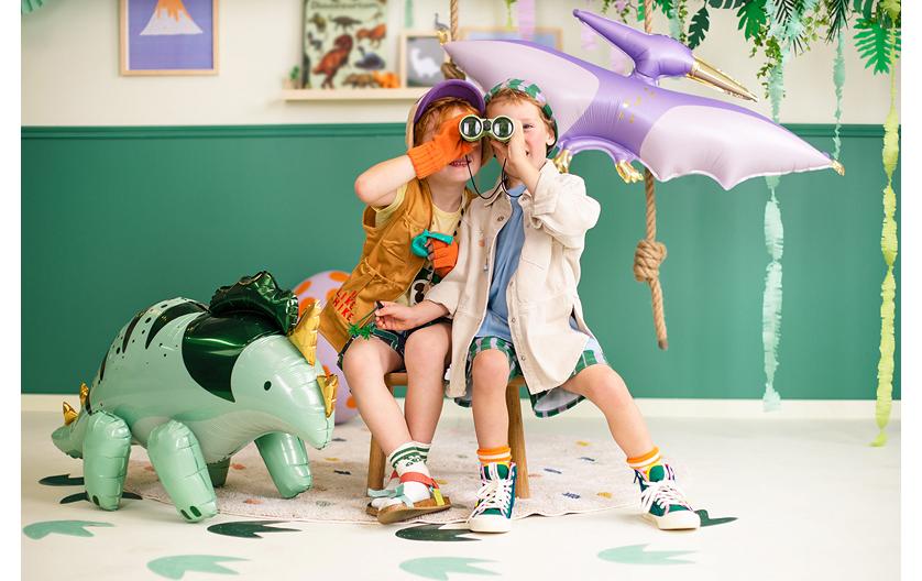PartyDeco Folienballon Triceratops – Grün – 93 × 49 cm – Folie – 1 Stk