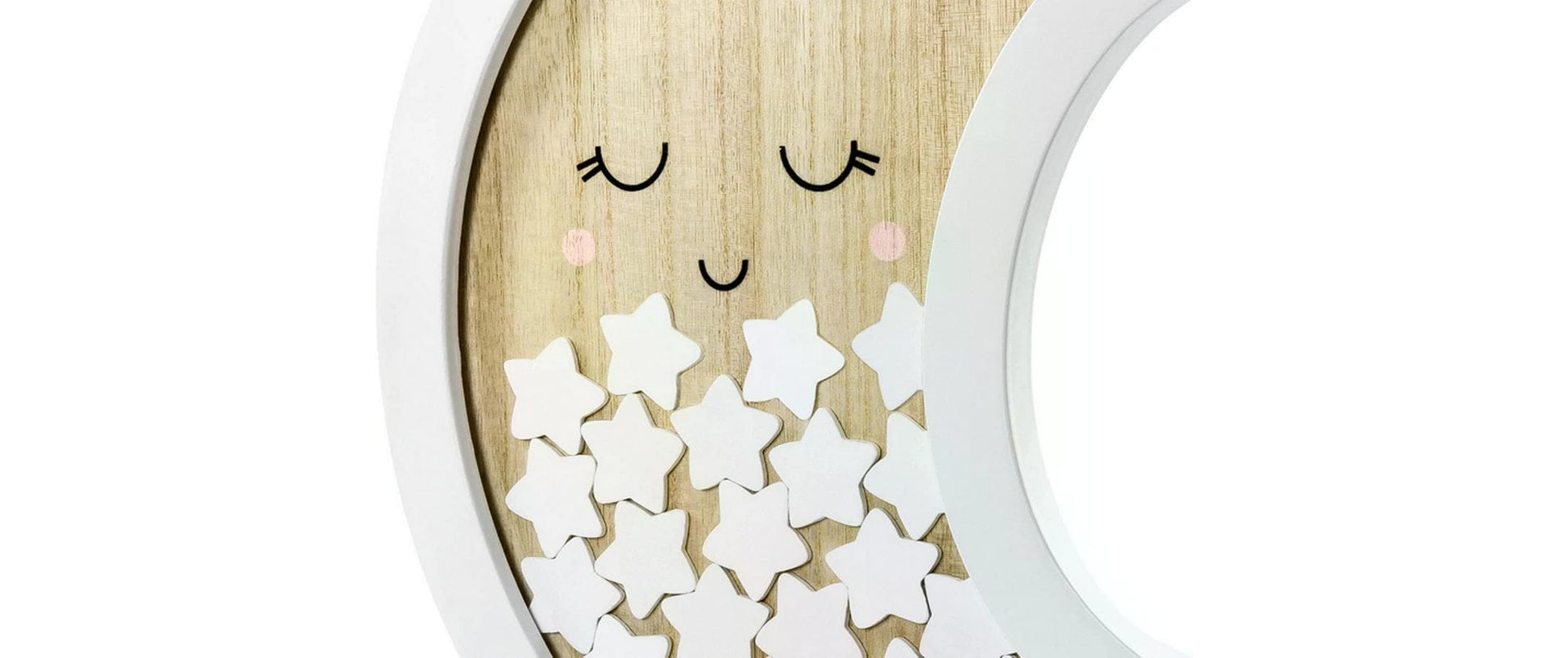 PartyDeco Mond Holz Gästebuch – 385 × 300 mm – Holzeinband, Weiss