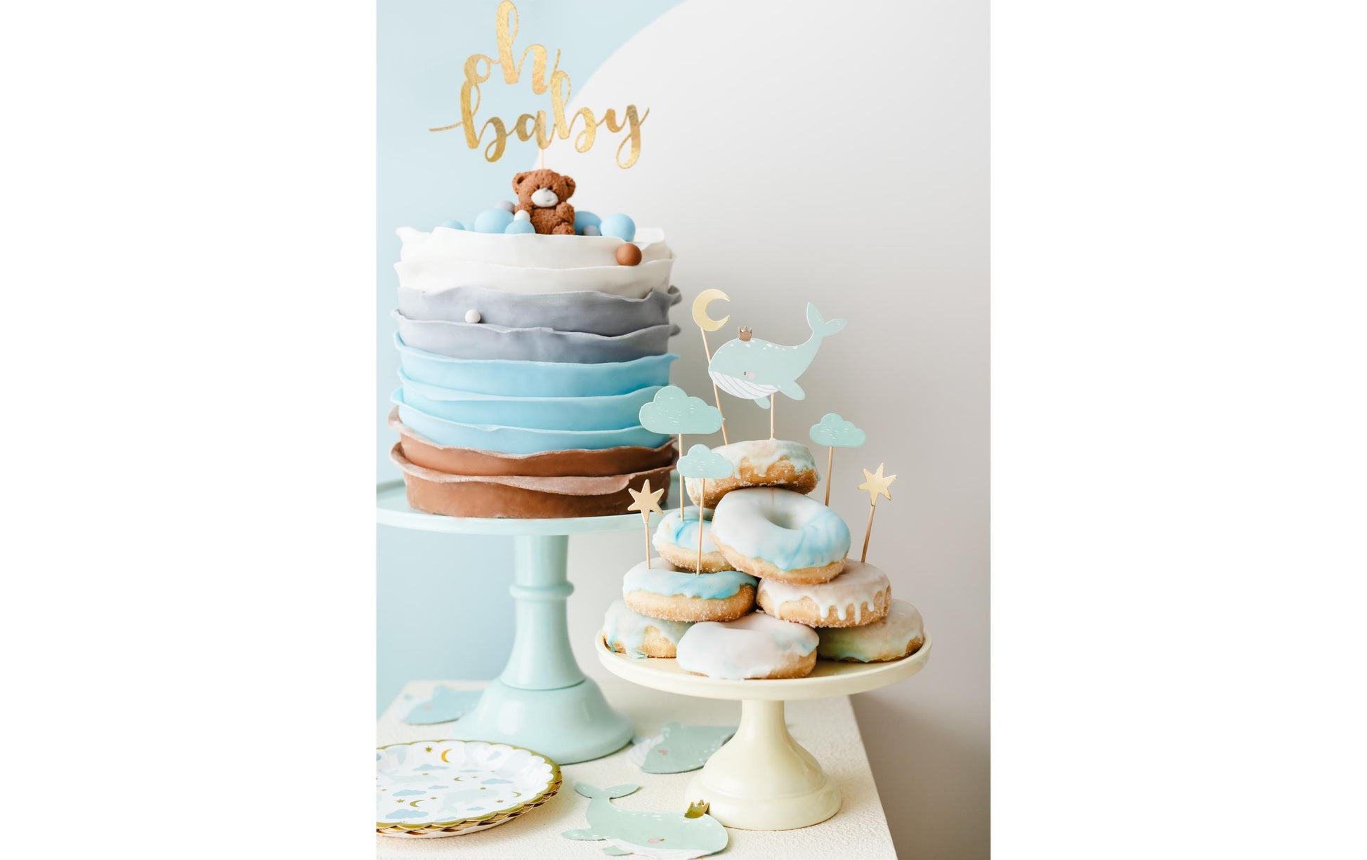 PartyDeco Teller, Papier/Karton – Ø 18 cm, Wal-Motiv – 6 Stk.