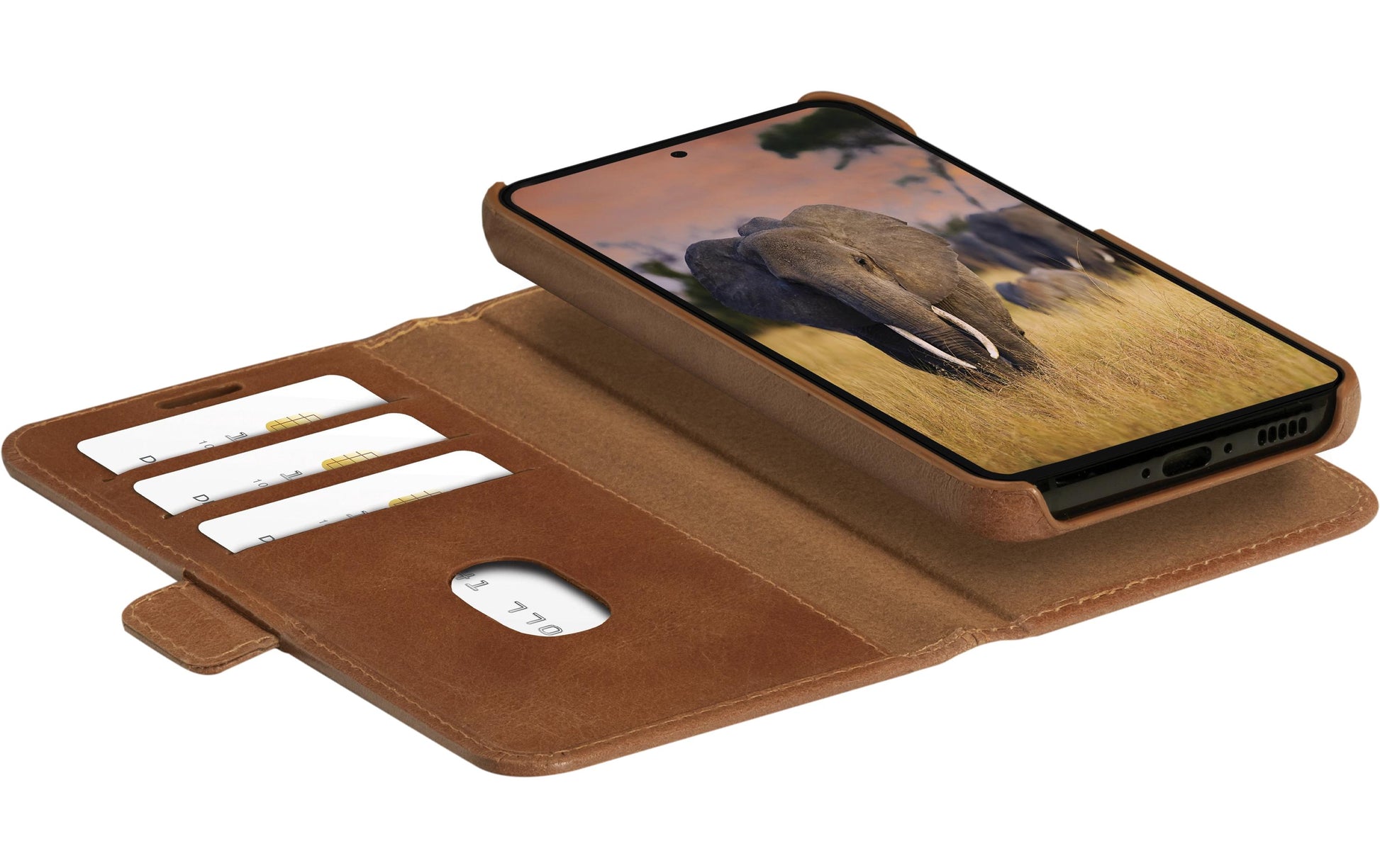 dbramante1928 Lynge Wallethülle – für Samsung Galaxy S24+, 3 Kartenfächer, Leder, Tan