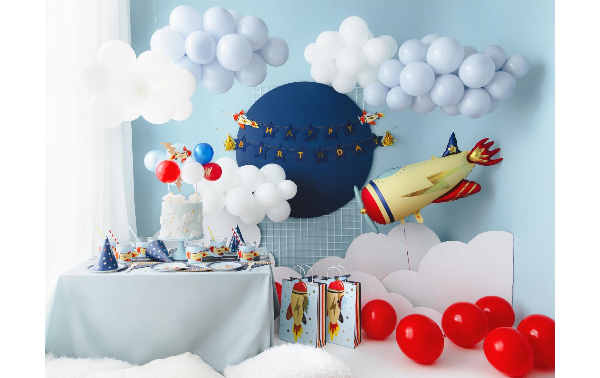 PartyDeco Bechermanschetten NKP1 Flugzeug – mehrfarbig – 23 × 9,5 cm – 6 Stk