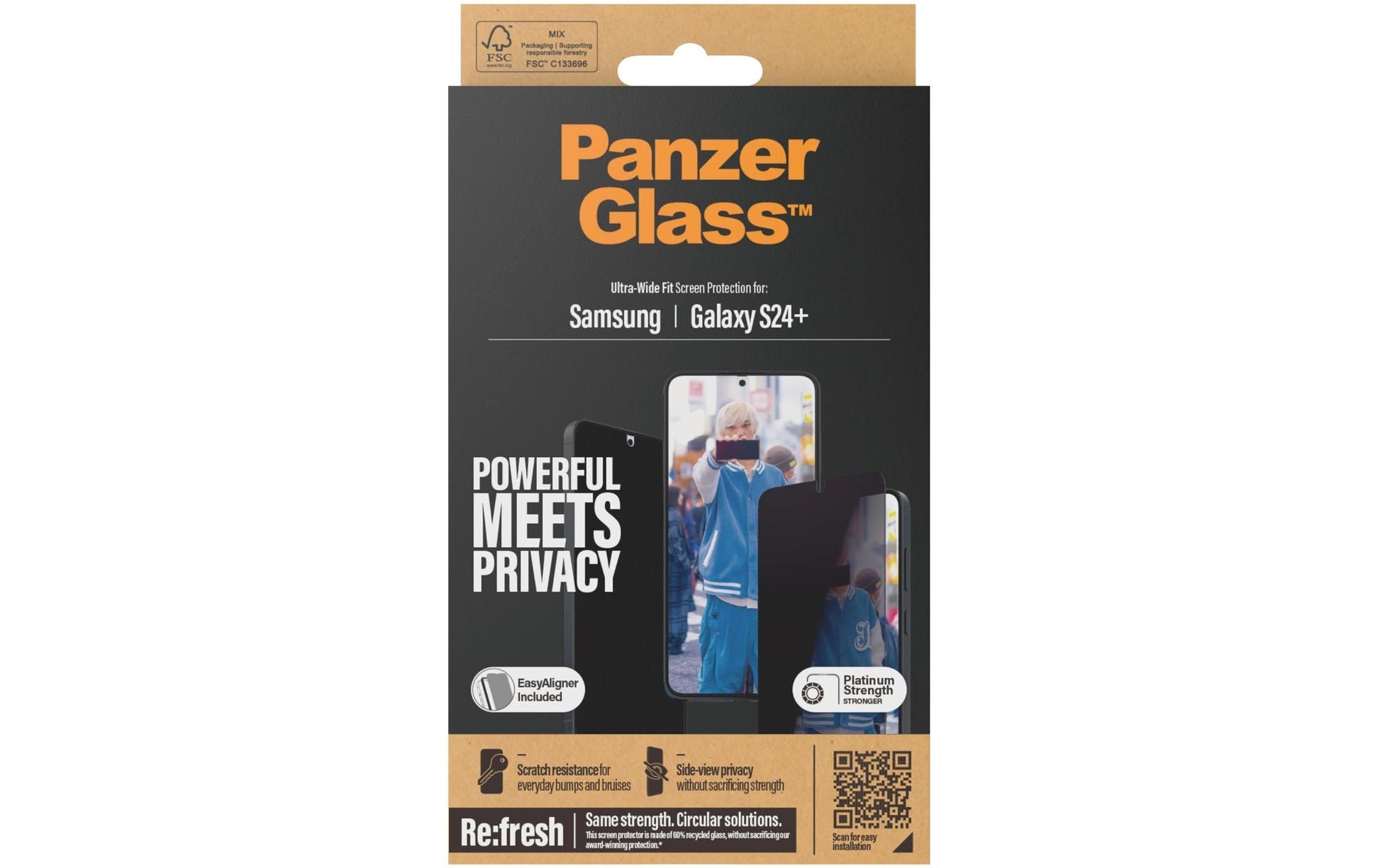 PanzerGlass Privacy-Filter, gehärtetes Glas, transparent – für Samsung Galaxy S24+ – 1er-Pack