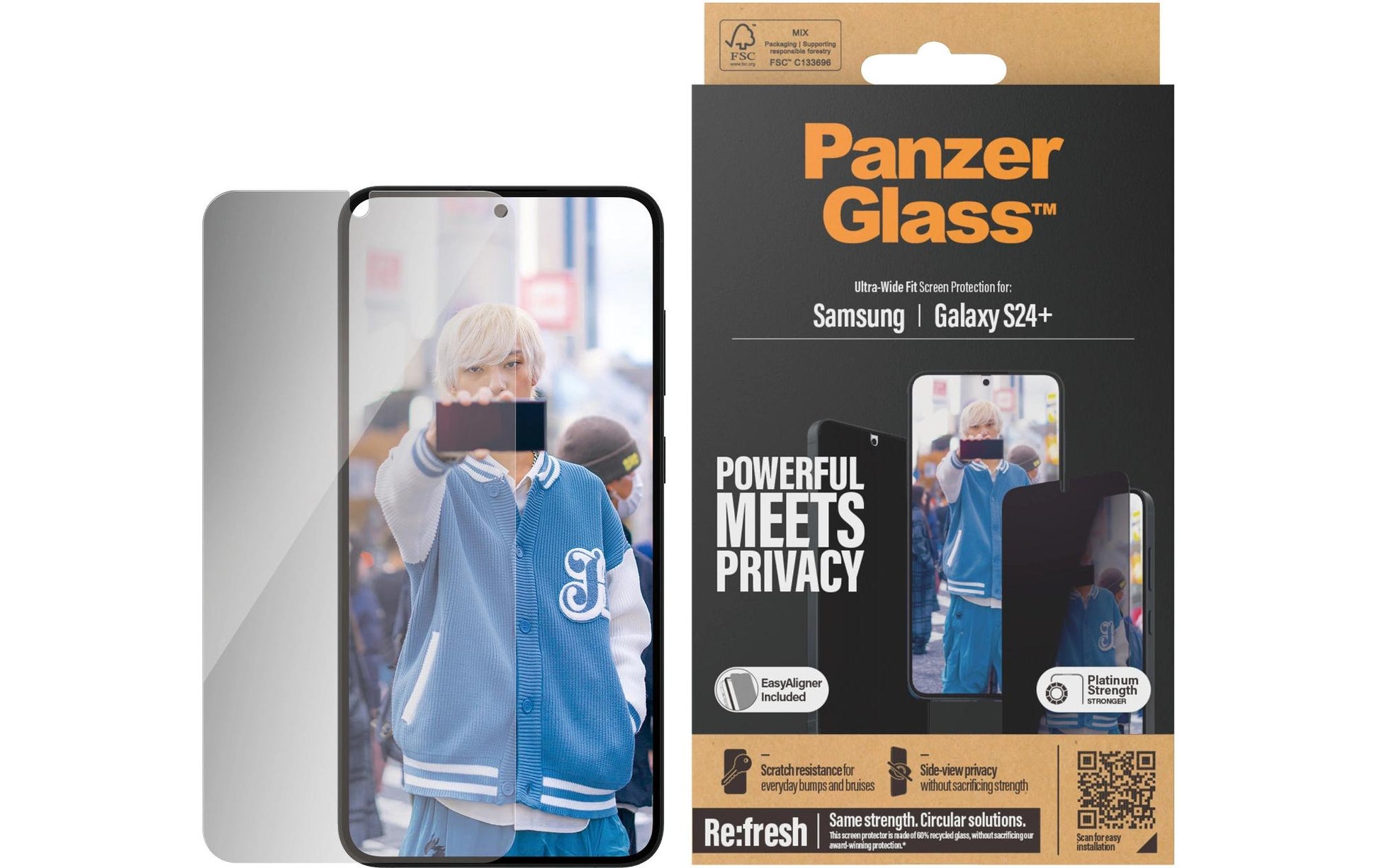 PanzerGlass Privacy-Filter, gehärtetes Glas, transparent – für Samsung Galaxy S24+ – 1er-Pack