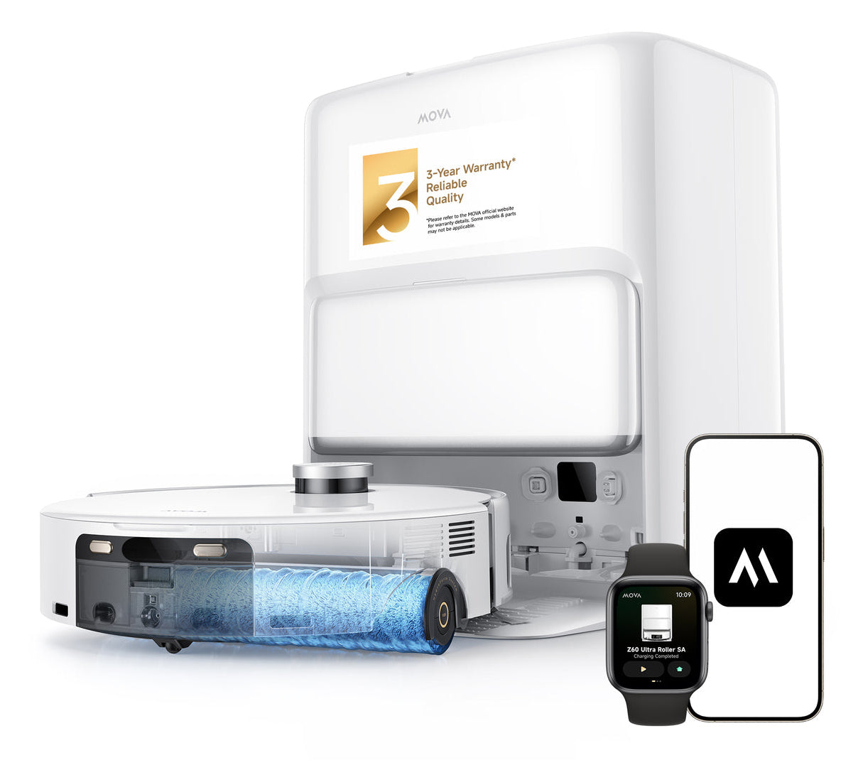MOVA Saugroboter Z60 Ultra Roller SA, mit Absaugstation, mit Wischfunktion – 26000 Pa, Höhe 96 mm