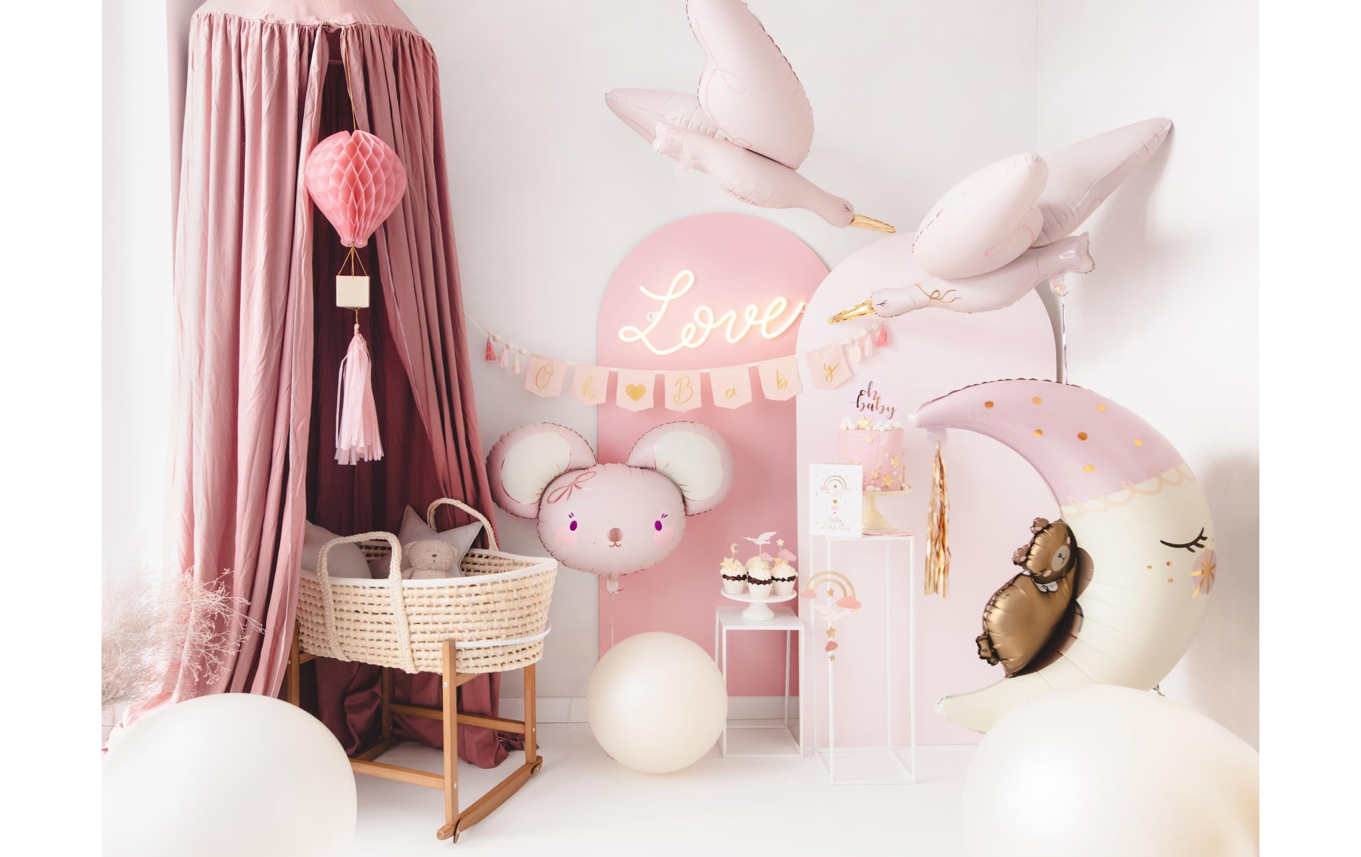 PartyDeco Folienballon Teddybär auf dem Mond – mehrfarbig – 71 × 86 cm – Folie – 1 Stk