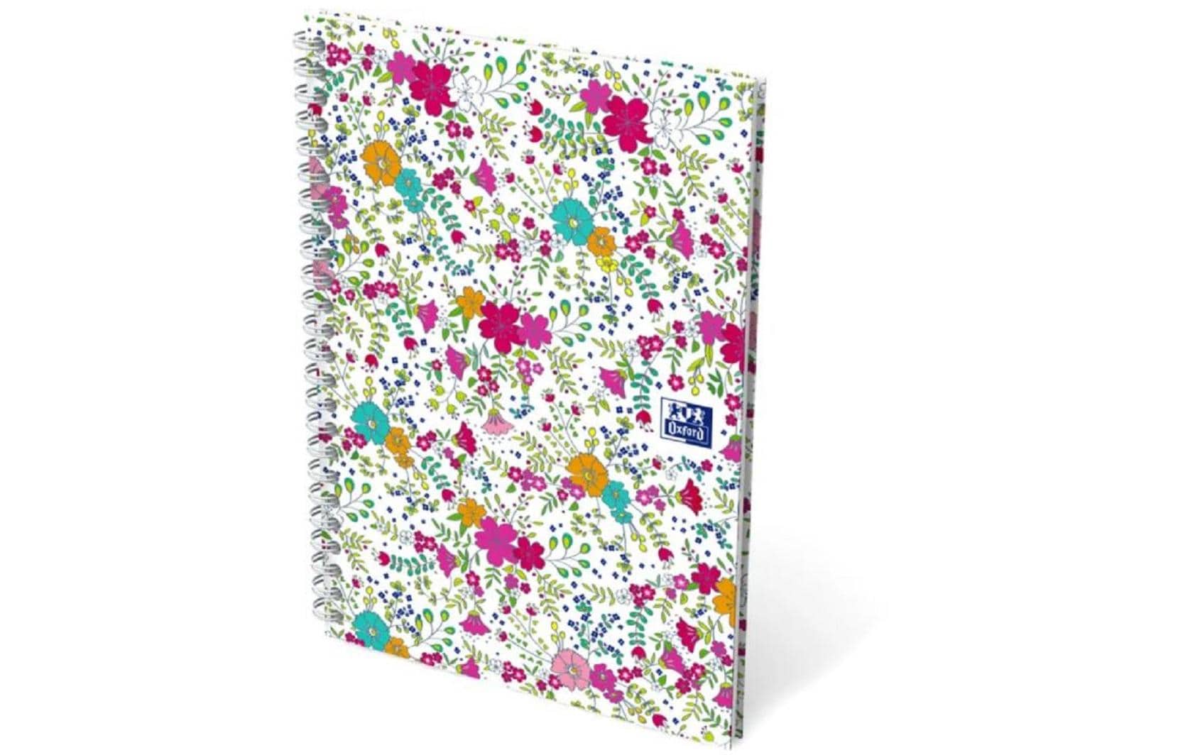 Oxford Collegeblock B5, liniert, Spiralbindung, 60 Blatt, perforiert, 90 g/m² – floral, für SCRIBZEE App