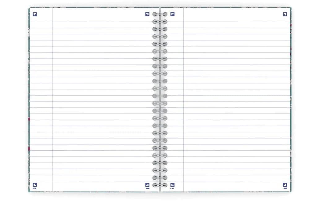 Oxford Collegeblock B5, liniert, Spiralbindung, 60 Blatt, perforiert, 90 g/m² – floral, für SCRIBZEE App