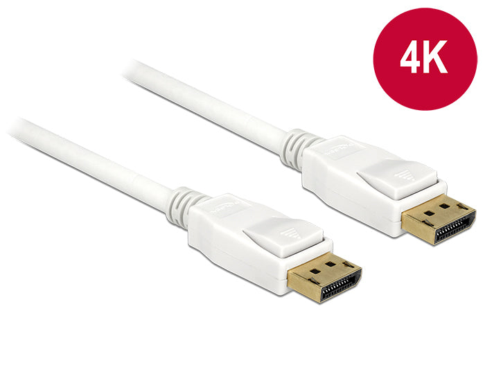 DeLOCK DisplayPort Kabel DP 1.2 4K 60 Hz – 1 m – Weiss