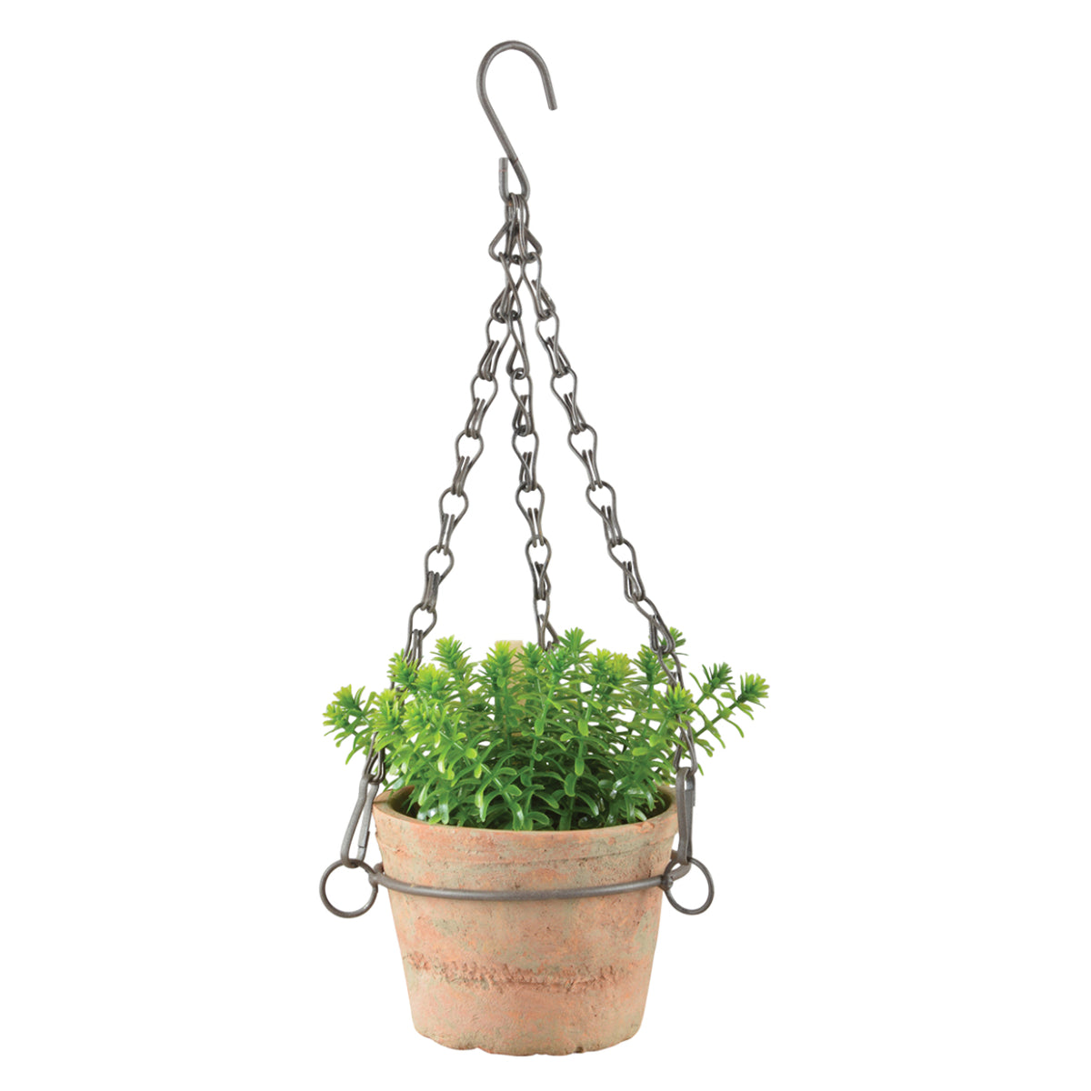 Esschert Design Hängetopf – Ø 10,7 × 8,3 cm – Eisen & Terrakotta, terracotta