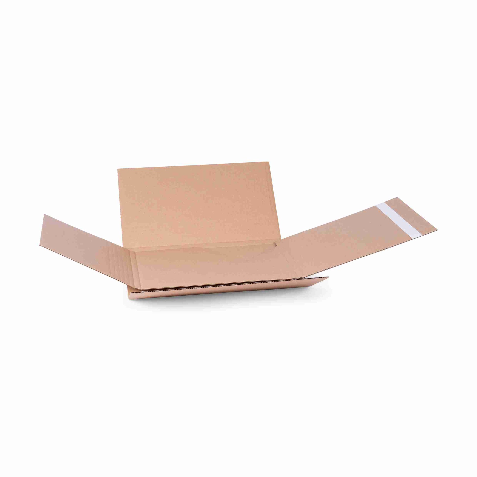 Model Versandverpackung – 300 × 213 × 60 mm, braun, Wellkarton, selbstklebend – 1 Stk., ab 500 Stk.